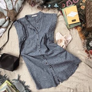 ALTERNATIVE | Denim Polka Dot Pocket Shirt Dress